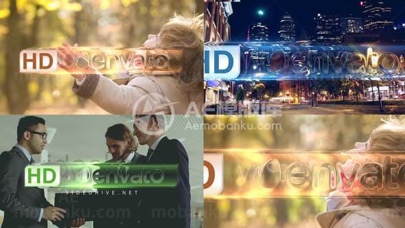 玻璃质感标志展示AE模板