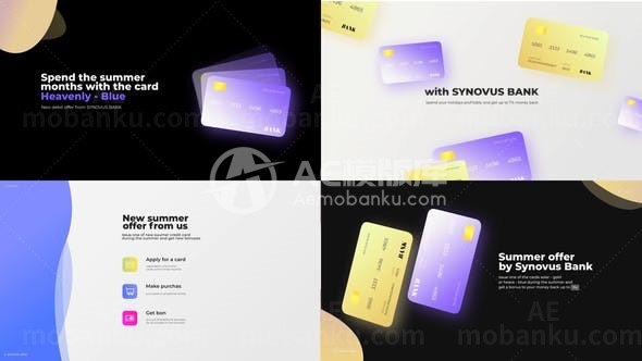 银行卡片图文介绍展示AE模板