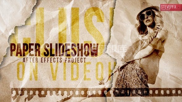 纸张背景转场效果幻灯片AE模板