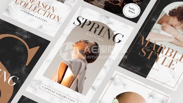 手机端大理石纹理背景视频AE模板