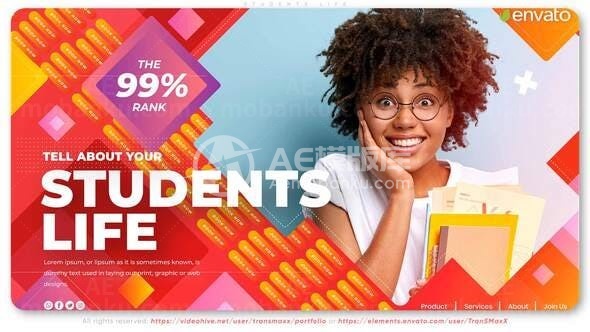 学生时代视频展示版式AE模板