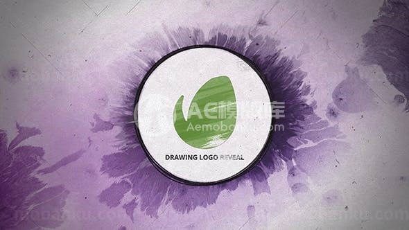 水墨展开效果标志展示AE模板