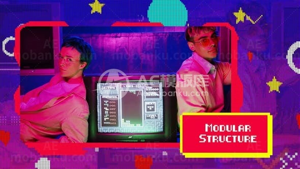 8位像素风幻灯片AE模板