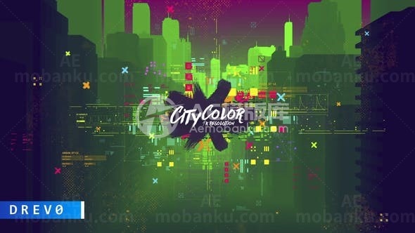 3D空间色彩城市背景AE模板