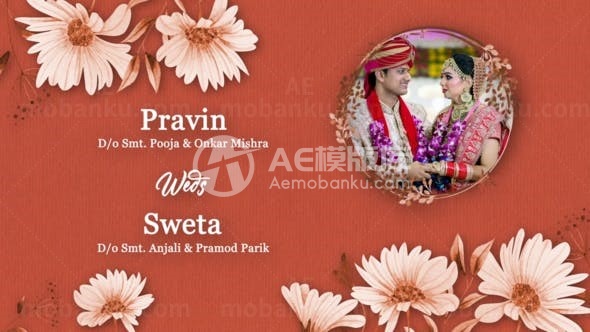 浪漫婚礼邀请函封面AE模板