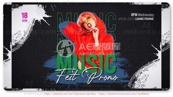 故障效果音乐节宣传片AE模板