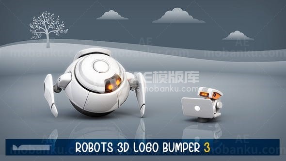 三维机器人标志展示AE模板