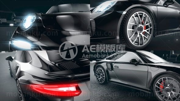 跑车动画广告标志片头AE模板