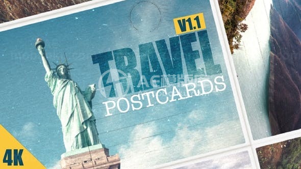 快速转场效果旅行景点图片展示AE模板