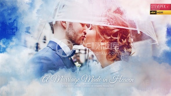 现代浪漫结婚照片幻灯片AE模板