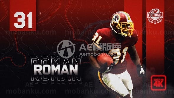 体育运动球员简洁片头AE模板