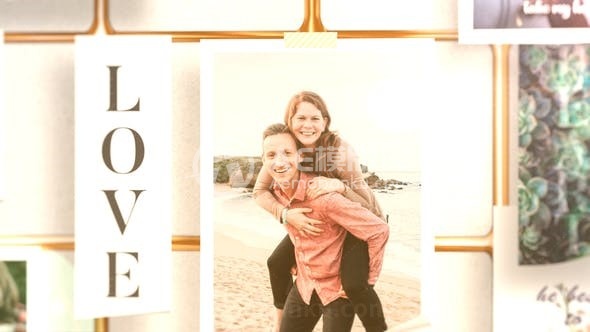 金丝相框照片幻灯片AE模板