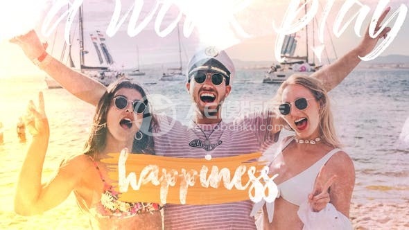 假日旅行照片幻灯片AE模板