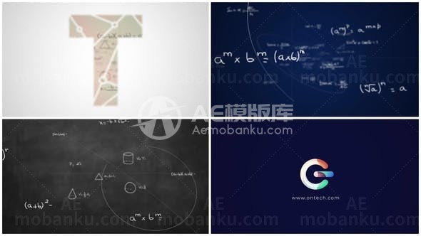 数学公式效果标志展示AE模板