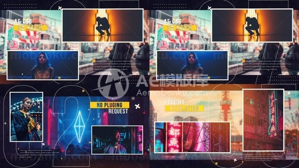 动态故障效果城市幻灯片AE模板