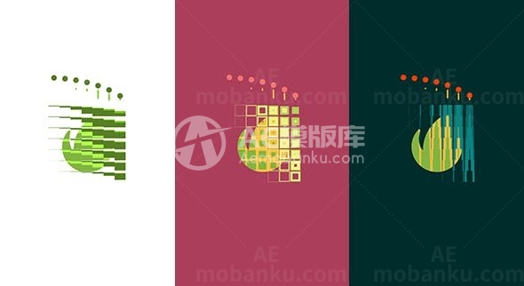 平面方形组合简单标志展示AE模板