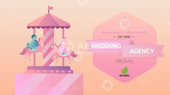 卡通风格婚介所宣传片AE模板