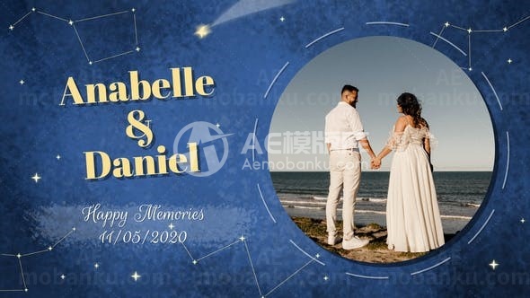 浪漫结婚纪念日期版式幻灯片AE模板