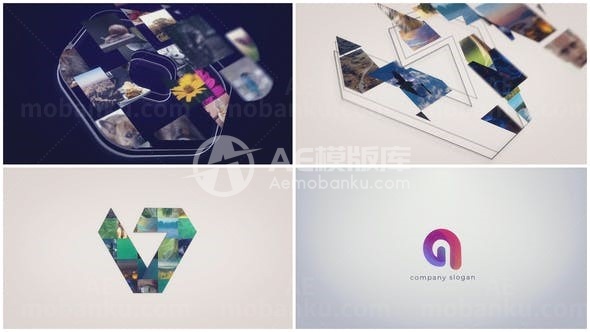 图片组合轮廓标志展示AE模板