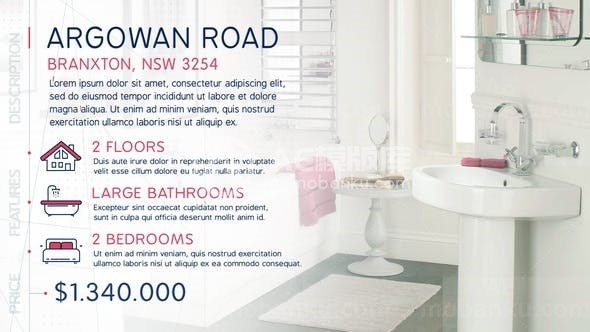 室内简约风格设计图文价格展示AE模板