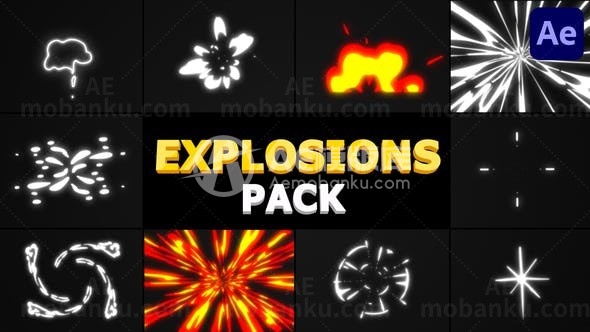 卡通爆炸特效元素包AE模板