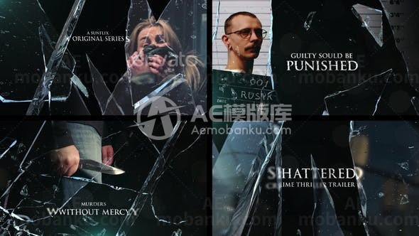 玻璃碎片效果影视片头AE模板