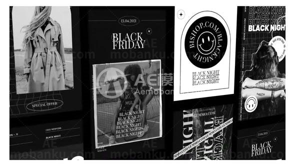 手机端黑白抽象视频包AE模板