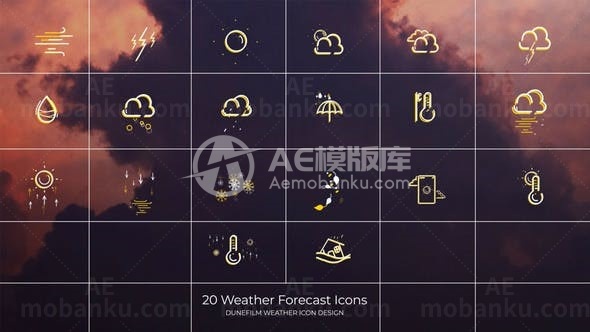 天气预报动画图标展示包AE模板