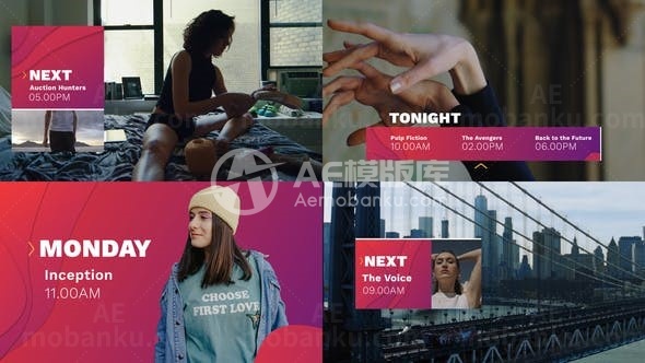 特色栏目时间安排展示AE模板