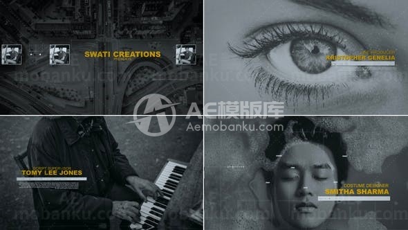 影视记录片人物场景简介AE模板