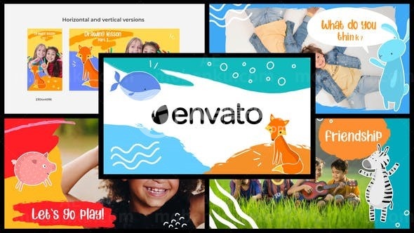 儿童彩色卡通幻灯片AE模板