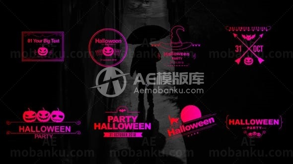 万圣节派对主题标题包AE模板