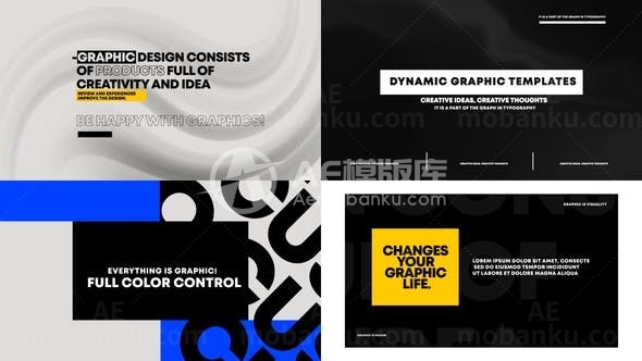 黑白文字标题版式包AE模板