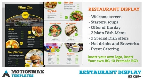 豪华餐厅美食菜单版式AE模板