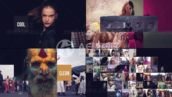 网格效果视频展示AE模板