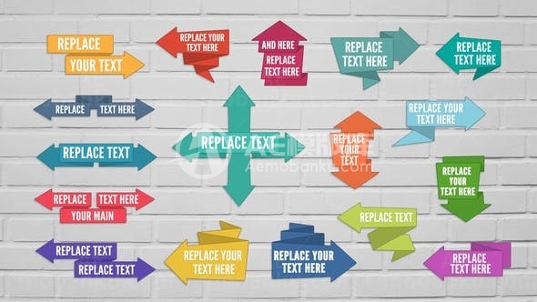 动画效果折叠箭头字幕条AE模板