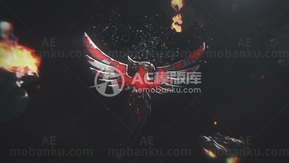 太空火焰石效果标志AE模板