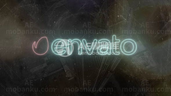 霓虹效果标题标志展示AE模板