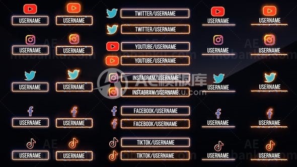 霓虹特效媒体标志字幕包AE模板