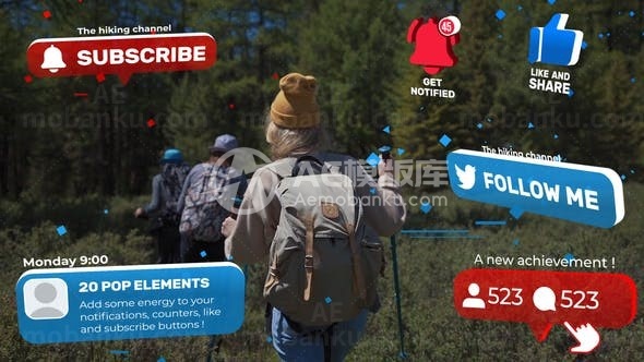 Pop通知和订阅按钮展示AE模板