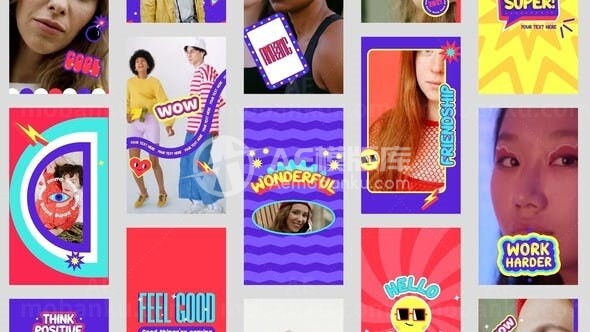 手机端彩色时尚品牌视频包AE模板