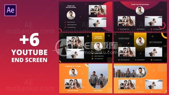 社交媒体短视频尾幕AE模板