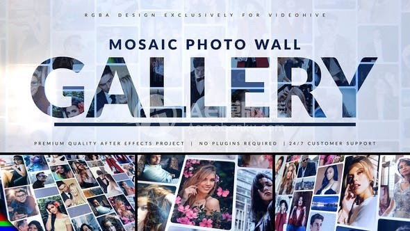 瀑布流版式照片展示AE模板