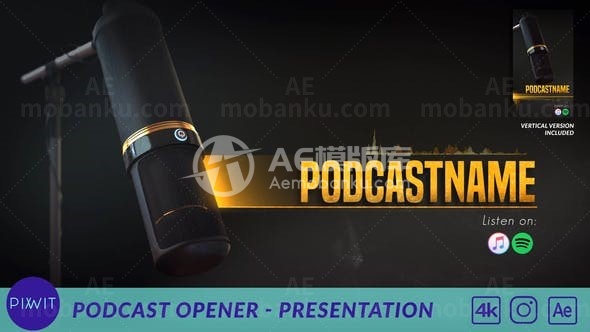 麦克风效果音频片头AE模板