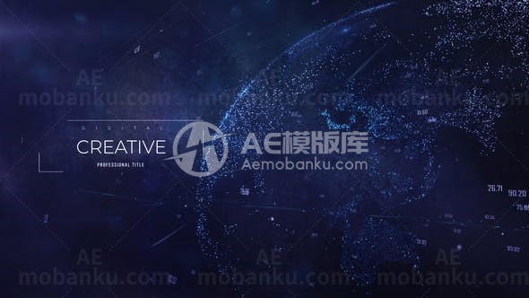 粒子效果数字地球抽象片头AE模板