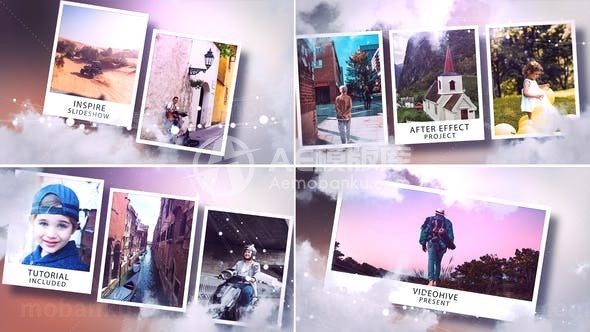 云层效果照片幻灯片AE模板