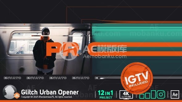 故障效果城市片头AE模板