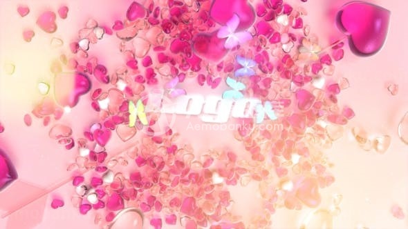 浪漫爱心标志展示AE模板