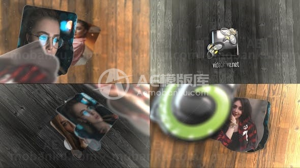 简洁卡片叠层标志展示AE模板