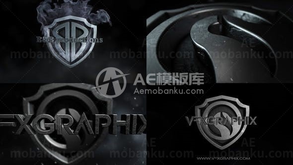 3D暗盾标志展示AE模板